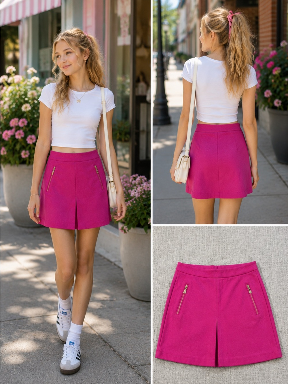 NWOT Kate Spade Girls Preppy Pink Skirt Zip Pockets Pleated Front Sz 14💚